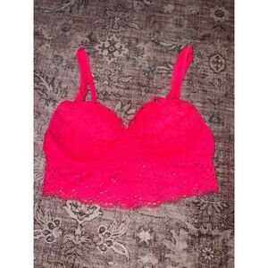 Victoria's Secret PINK Lace Bralette Neon Pink Padded Wired Bra Women's Size S